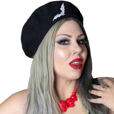 Bat Repeat White Beret Hat - Kreepsville